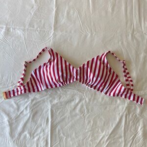 Shade & Shore Red and White Striped Bikini Top, sz 36DD